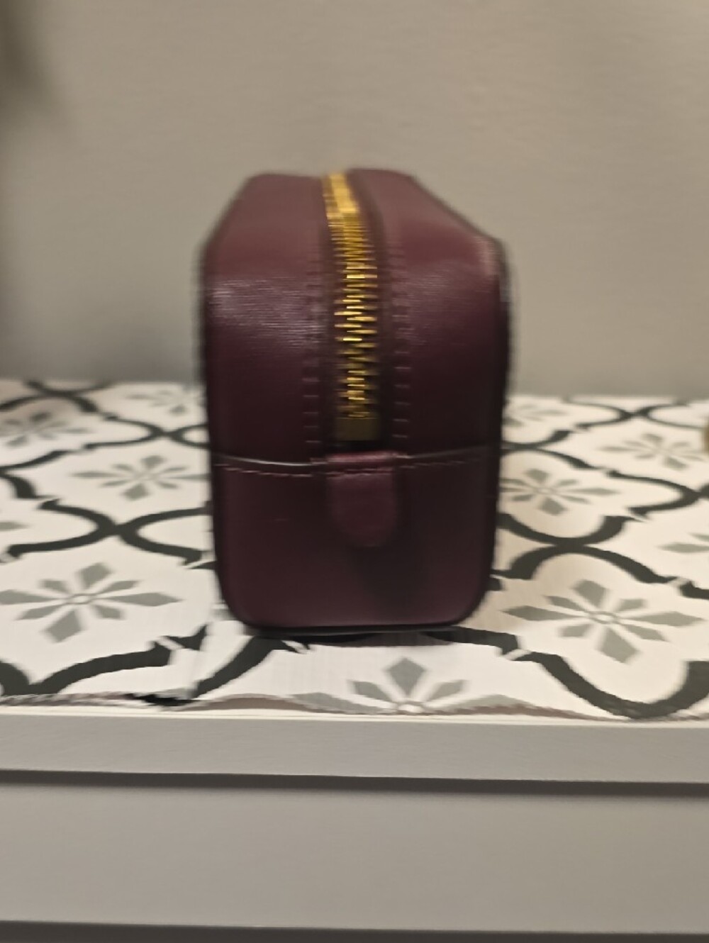 Michael Kors Deep Plum Saffiano Zip Pouch with Gold Logo - Picture 6 of 9